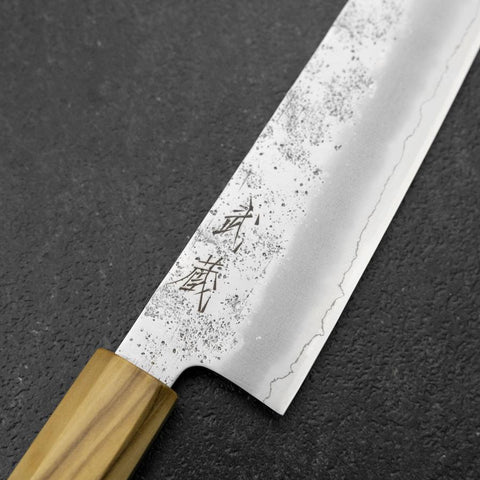Kiritsuke Gyuto Silver Steel #3 Nashiji Olive Handle 205mm