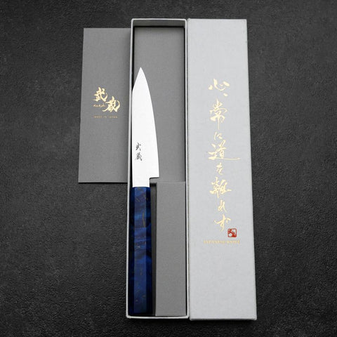 Kiritsuke Petty VG-10 Damascus Blue Birch Handle 120mm