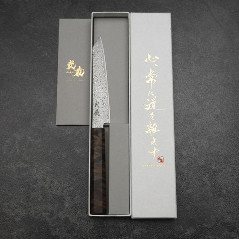 Kiritsuke Petty VG-10 Damascus Brown Birch Handle 135mm