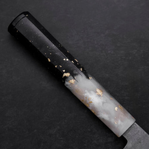 Kiritsuke Petty VG-10 Damascus Ocean White Black Gold Handle 130mm