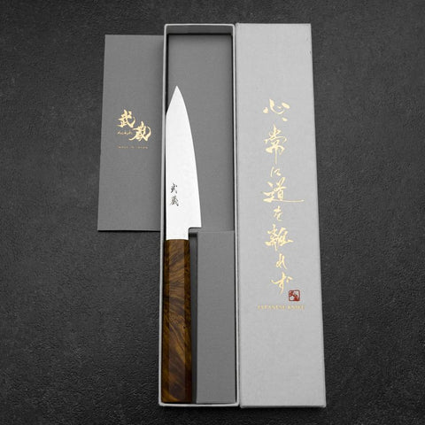 Kiritsuke Petty VG-10 Damascus Yellow-Brown Birch Handle 120mm