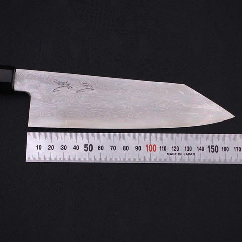 Kiritsuke Santoku Blue Steel #1 Suminagashi Buffalo Ebony Handle 170mm
