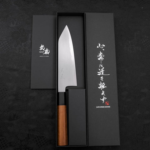 Kiritsuke Santoku White Steel #2 Kasumi Buffalo Teak Handle 180mm