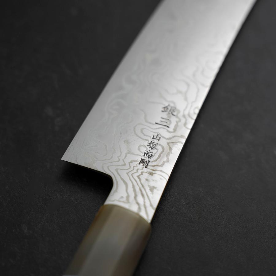 Kiritsuke Silver Steel #3 Nickel Damascus Buffalo Turquoise Handle 210mm