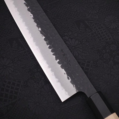 Kiritsuke Stainless Clad Blue Super Kurouchi Tsuchime Buffalo Magnolia Handle 240mm
