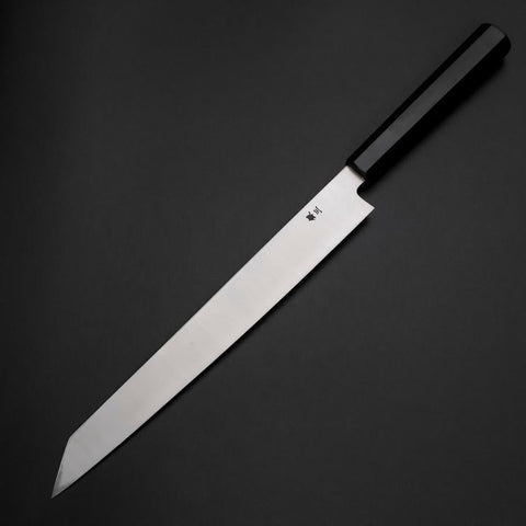 Kiritsuke Yanagiba Silver Steel #3 Kasumi Buffalo Ebony Handle 270mm
