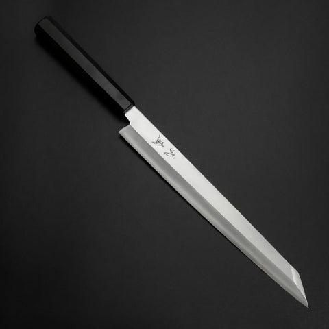 Kiritsuke Yanagiba Silver Steel #3 Kasumi Buffalo Ebony Handle 270mm
