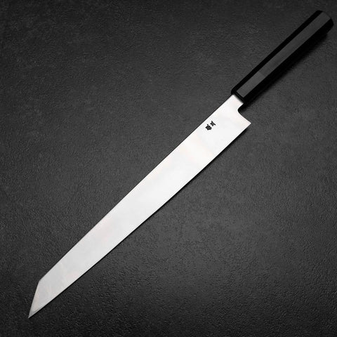 Kiritsuke Yanagiba Silver Steel #3 Kasumi Buffalo Ebony Handle 300mm