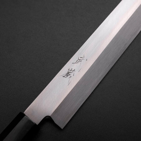 Kiritsuke Yanagiba Silver Steel #3 Kasumi Buffalo Ebony Handle 300mm