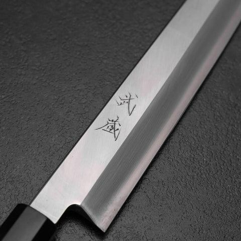 Kiritsuke Yanagiba Silver Steel #3 Kasumi Buffalo Ebony Handle 300mm
