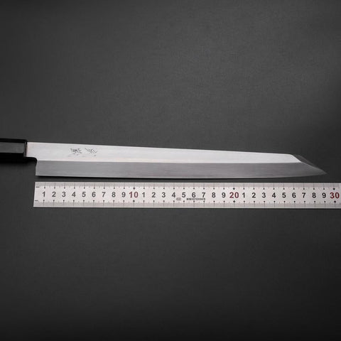 Kiritsuke Yanagiba Silver Steel #3 Kasumi Buffalo Ebony Handle 300mm