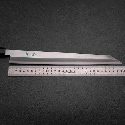 Kiritsuke Yanagiba Silver Steel #3 Kasumi Buffalo Ebony Handle 300mm