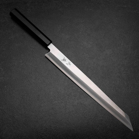 Kiritsuke Yanagiba Silver Steel #3 Kasumi Buffalo Ebony Handle 300mm