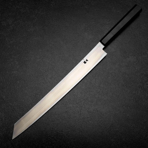 Kiritsuke Yanagiba Silver Steel #3 Kasumi Buffalo Ebony Handle 300mm (Sori)