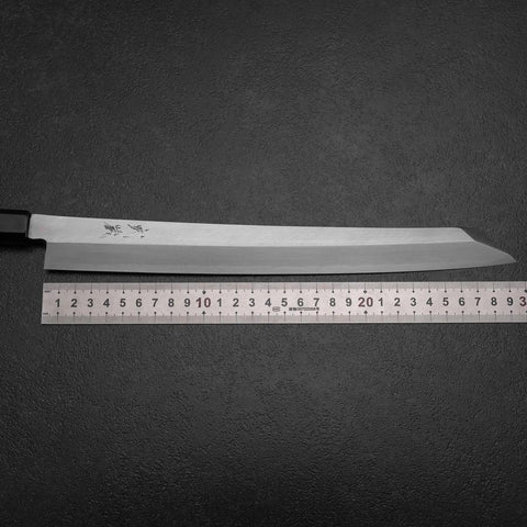 Kiritsuke Yanagiba Silver Steel #3 Kasumi Buffalo Ebony Handle 300mm (Sori)