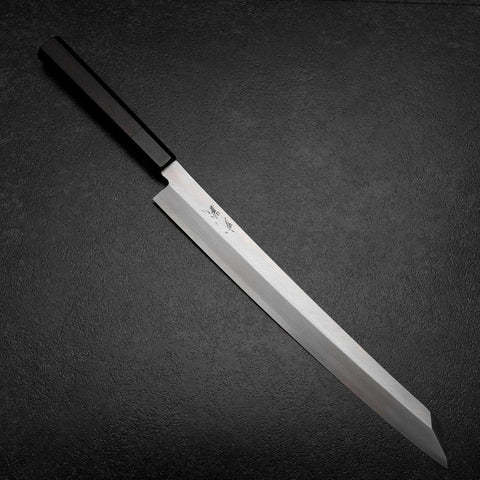 Kiritsuke Yanagiba Silver Steel #3 Kasumi Buffalo Ebony Handle 300mm (Sori)