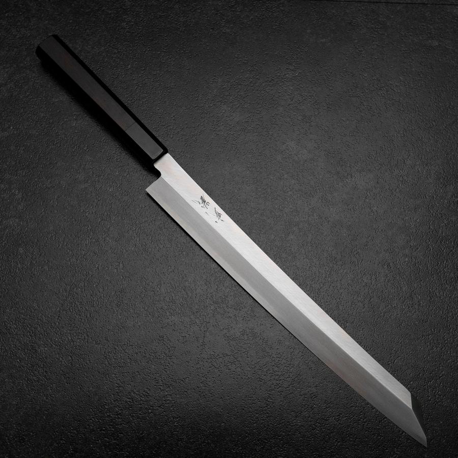 Kiritsuke Yanagiba Silver Steel #3 Kasumi Buffalo Ebony Handle 300mm (Sori)