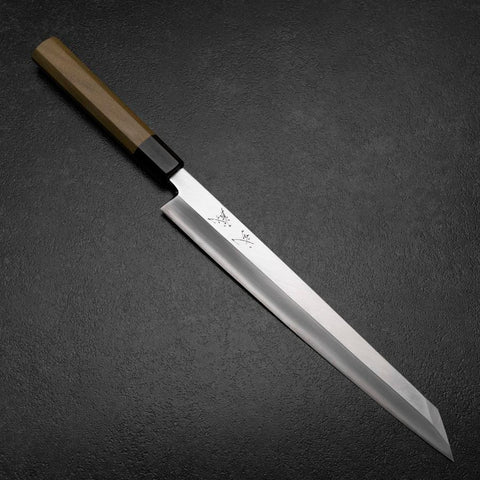 Kiritsuke Yanagiba Silver Steel #3 Kasumi Buffalo Magnolia Handle 270mm