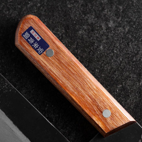 Menkiri (Noodle Knife) Blue Steel #2 Kurouchi Western Brown Handle 330mm