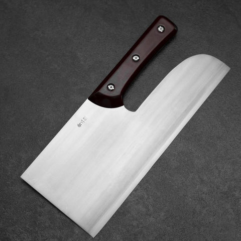 Menkiri (Noodle Knife) Blue Steel #2 Polished Red Urushi Handle 300mm
