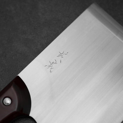 Menkiri (Noodle Knife) Blue Steel #2 Polished Red Urushi Handle 300mm