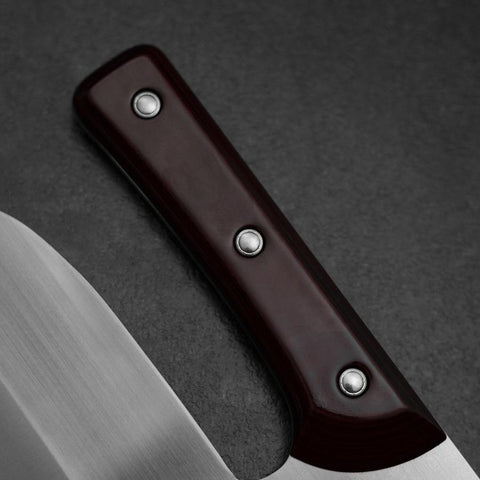 Menkiri (Noodle Knife) Blue Steel #2 Polished Red Urushi Handle 300mm