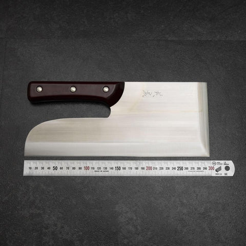Menkiri (Noodle Knife) Blue Steel #2 Polished Red Urushi Handle 300mm