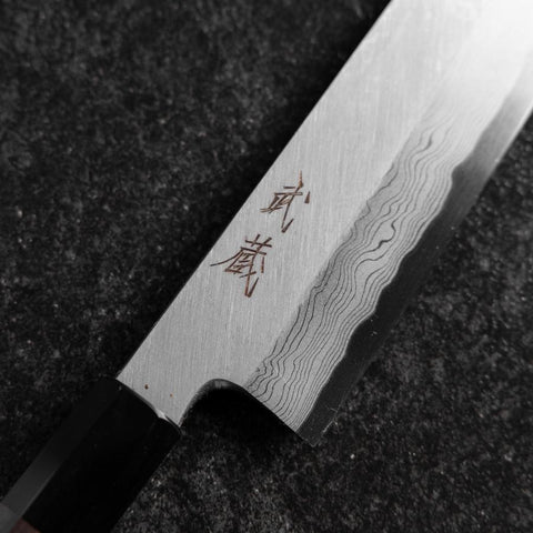 Mukimono Blue Steel #2 Suminagashi Buffalo Ebony Handle 170mm