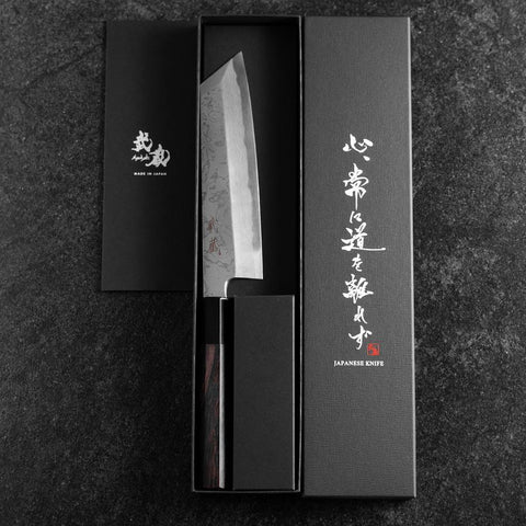 Mukimono Blue Steel #2 Suminagashi Buffalo Ebony Handle 170mm