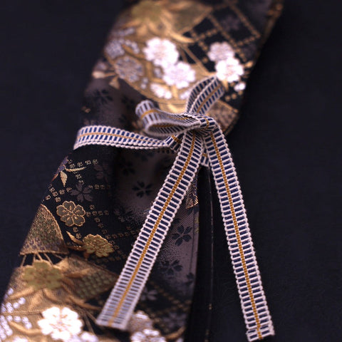 Musashi Japanese Style Kitchen Knife Roll Gold Sakura&Fan 1 Pocket Handmade