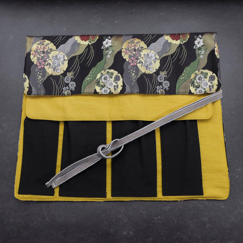 Musashi Japanese Style Kitchen Knife Roll Michi-naga Yukiwamon 4 Pockets Handmade