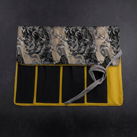 Musashi Japanese Style Kitchen Knife Roll Uzumaki Tsuru-Mai 4 Pockets Handmade