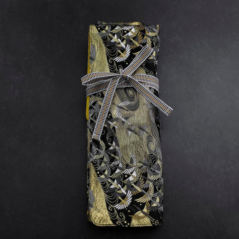 Musashi Japanese Style Kitchen Knife Roll Uzumaki Tsuru-Mai 4 Pockets Handmade