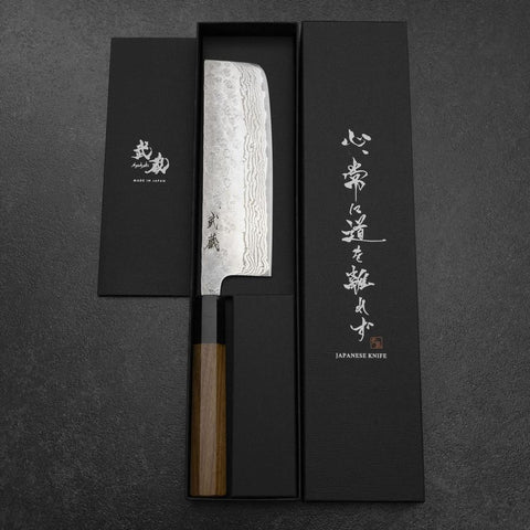 Nakiri 440C Nashiji Damascus Buffalo Bubinga Handle 165mm