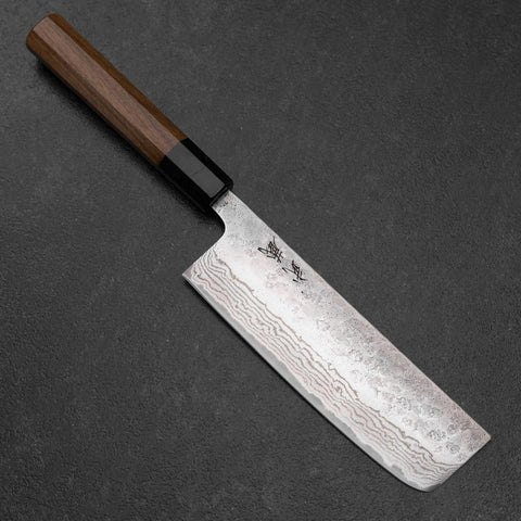 Nakiri 440C Nashiji Damascus Buffalo Bubinga Handle 165mm