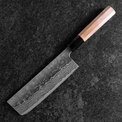 Nakiri 440C Nashiji Damascus Buffalo Walnut Handle 165mm