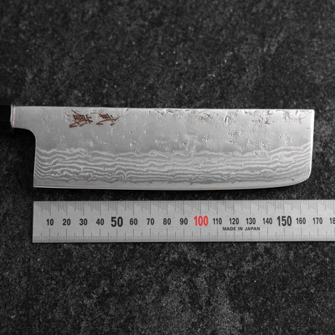 Nakiri 440C Nashiji Damascus Buffalo Walnut Handle 165mm
