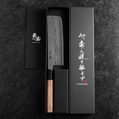 Nakiri 440C Nashiji Damascus Buffalo Walnut Handle 165mm