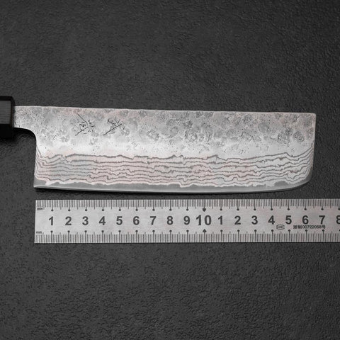 Nakiri 440C Nashiji Damascus Purple Urushi Handle 165mm