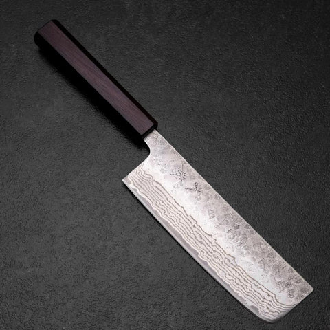 Nakiri 440C Nashiji Damascus Purple Urushi Handle 165mm