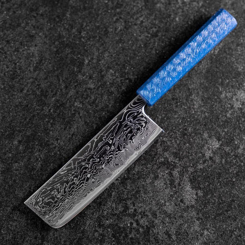 Nakiri AUS-10 Damascus Blue Urushi Handle 165mm