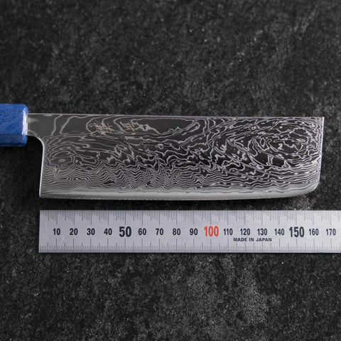 Nakiri AUS-10 Damascus Blue Urushi Handle 165mm