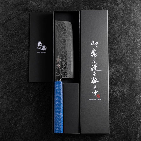 Nakiri AUS-10 Damascus Blue Urushi Handle 165mm