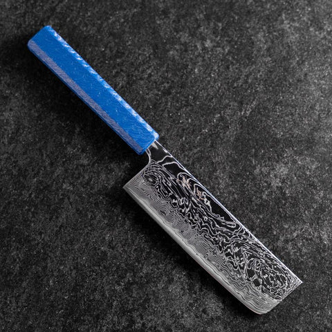 Nakiri AUS-10 Damascus Blue Urushi Handle 165mm