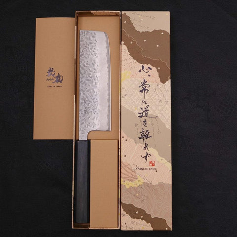 Nakiri AUS-10 Tsuchime Damascus Dark-Blue Urushi Handle 165mm