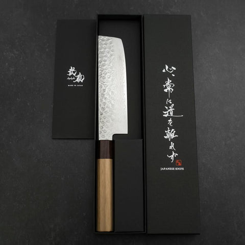 Nakiri AUS-10 Tsuchime Damascus Shitan Walnut Handle 165mm