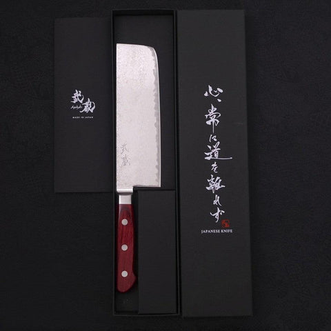 Nakiri AUS-10 Wave Damascus Western Red Handle 165mm