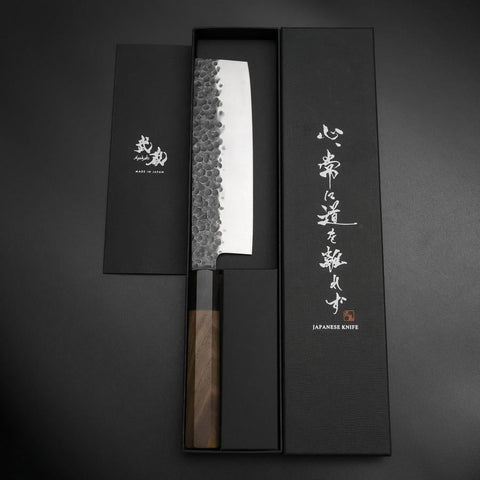 Nakiri AUS-8 Kurouchi Tsuchime Shitan Walnut Handle 170mm