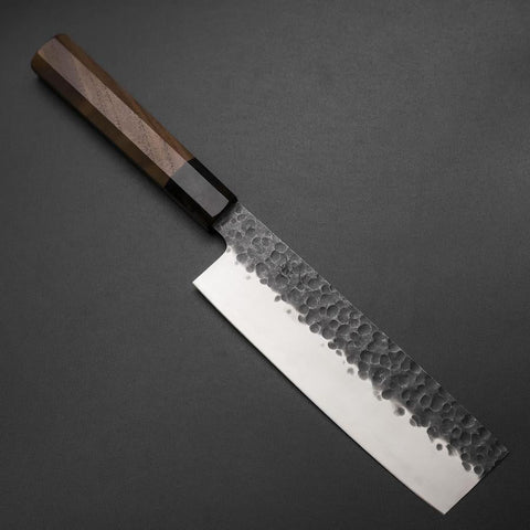 Nakiri AUS-8 Kurouchi Tsuchime Shitan Walnut Handle 170mm