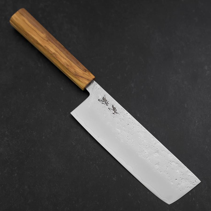 Nakiri AUS-8 Nashiji Olive Handle 165mm-[Musashi]-[Japanese-Kitchen-Knives]